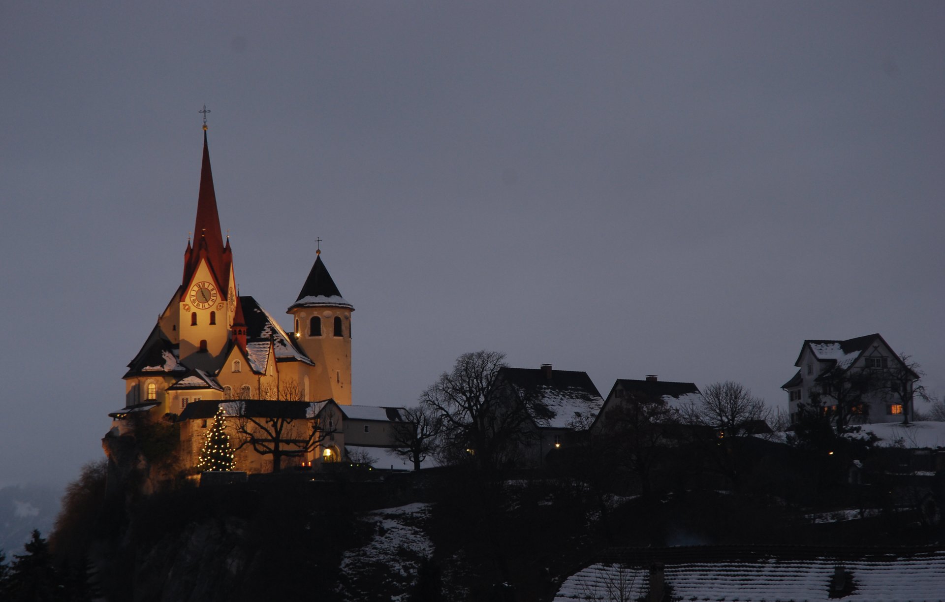 Basilika Rankweil bei Nacht